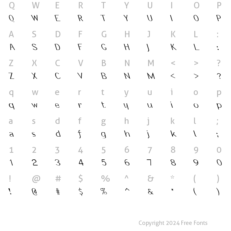 Character Map of Informal Oblique Expressed Left Regular