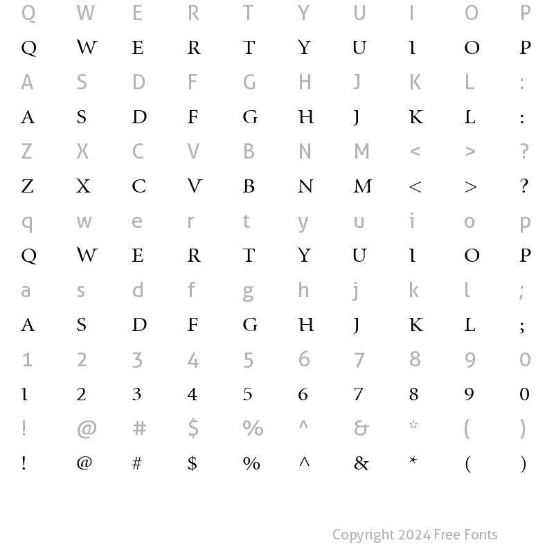 Character Map of InfraRed Regular