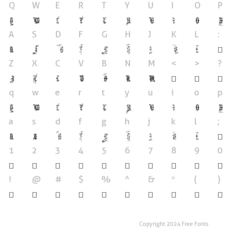 Character Map of Infula Regular