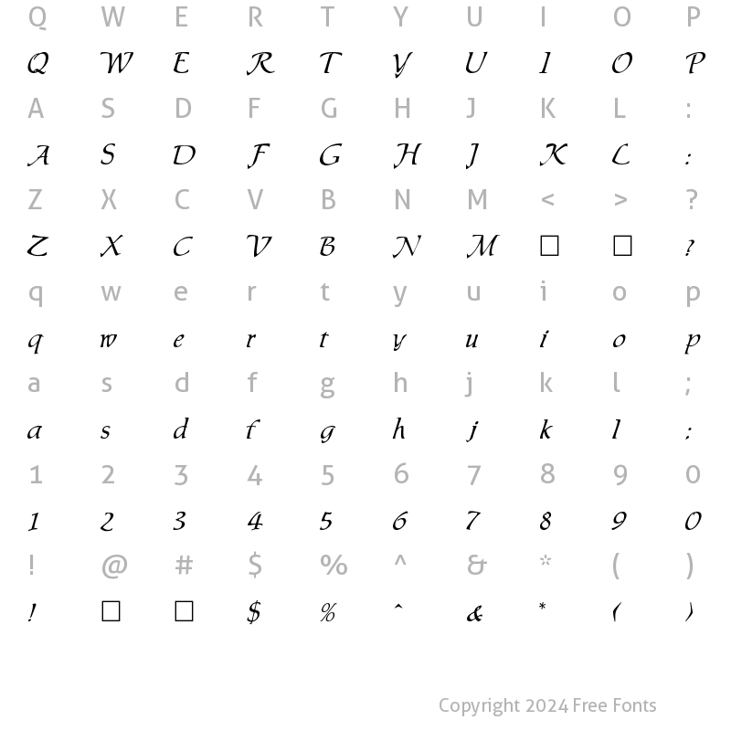 Character Map of Ingenius Regular