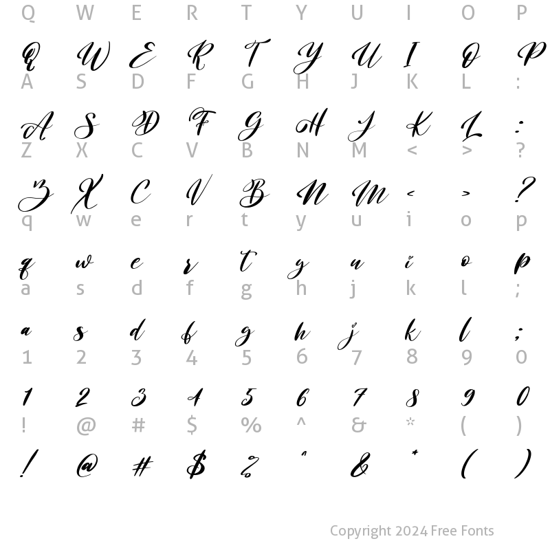 Character Map of Inggitha Italic