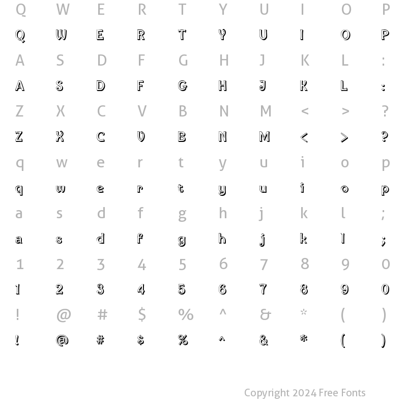 Character Map of IngoneShadow Regular