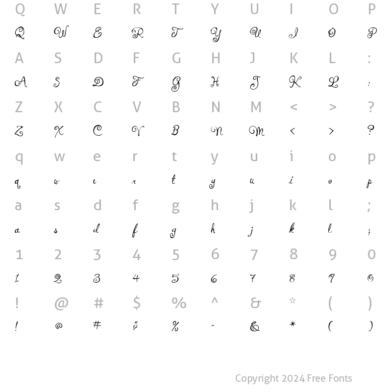 Character Map of IngridDarling Regular