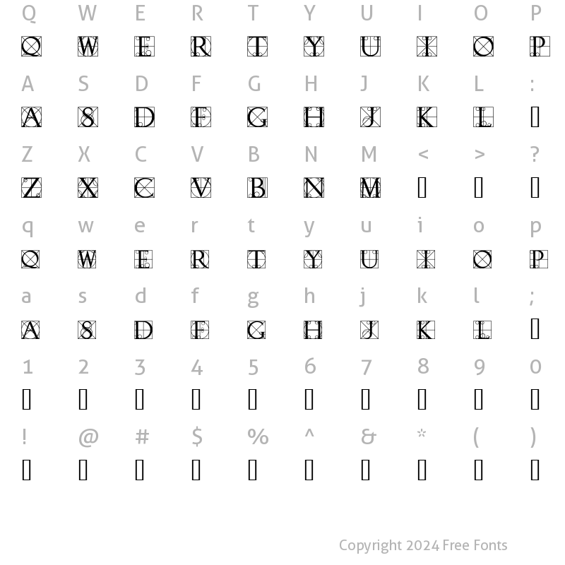 Character Map of Initial Caps 3 Normal