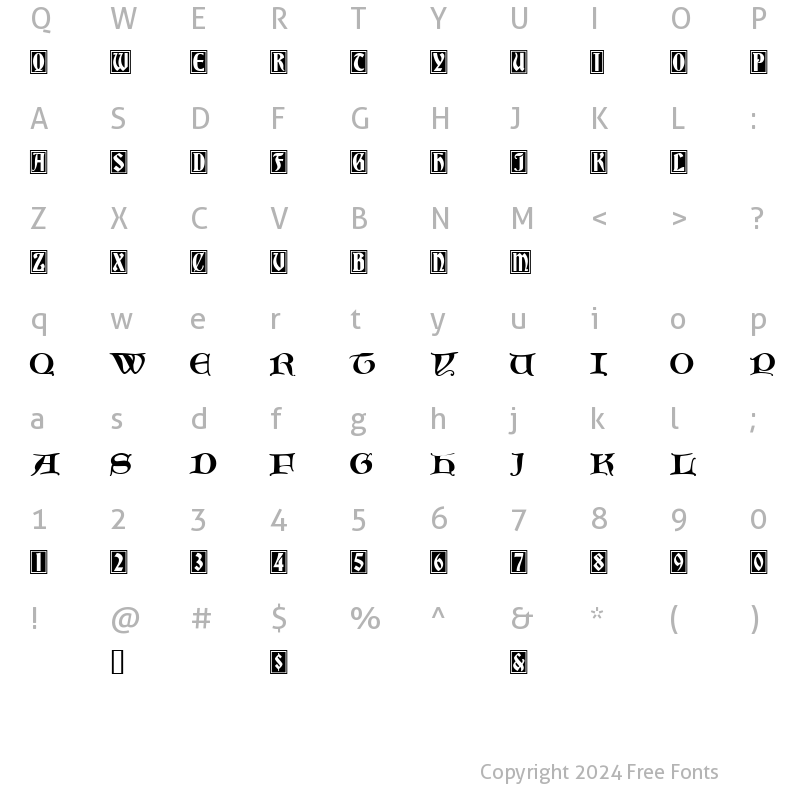 Character Map of Initials Bradley and Caxton Normal