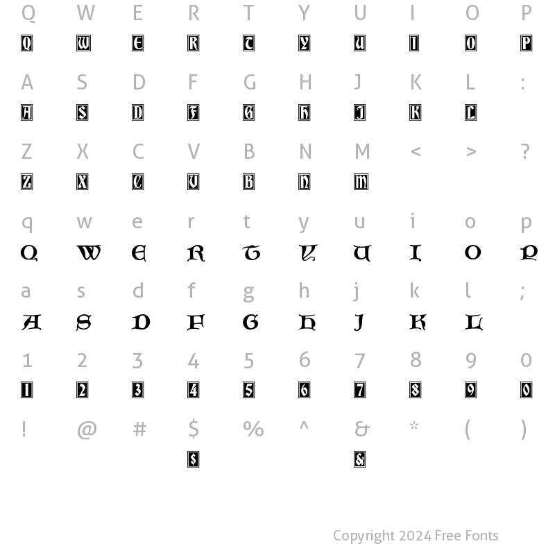 Character Map of InitialsBradleyandCaxton Regular