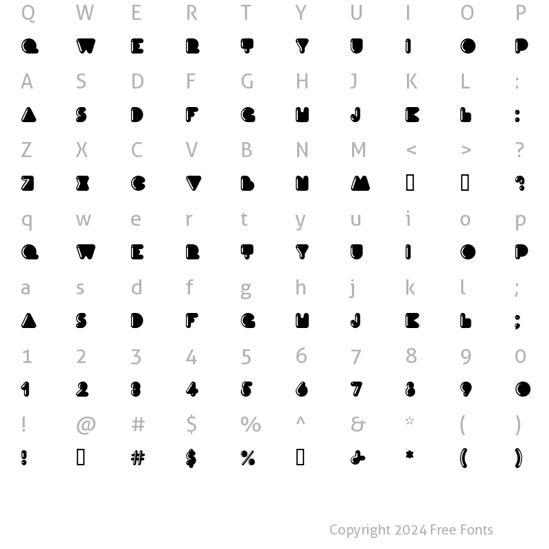 Character Map of Ink MF Highlight