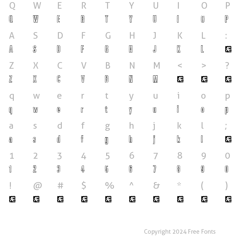 Character Map of Ink Tank (BRK) Regular