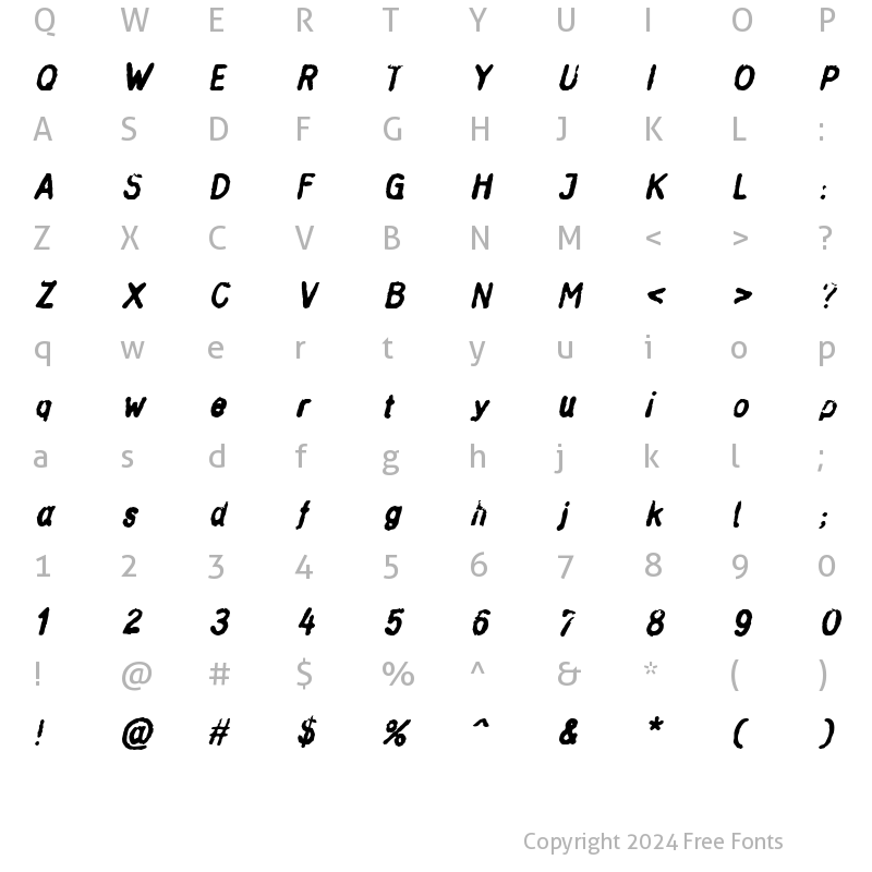 Character Map of Inkbleed Oblique