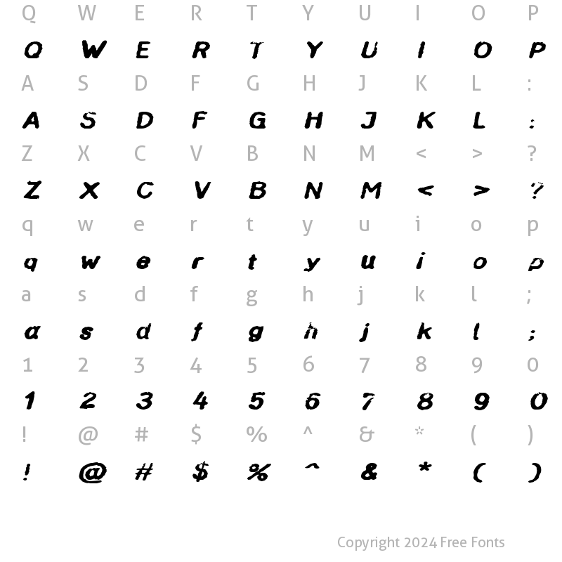 Character Map of InkbleedExtended Oblique