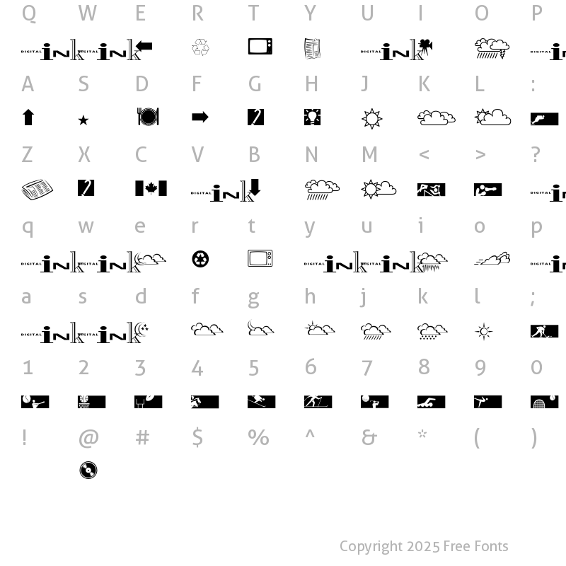 Character Map of InkFontDingbats Regular