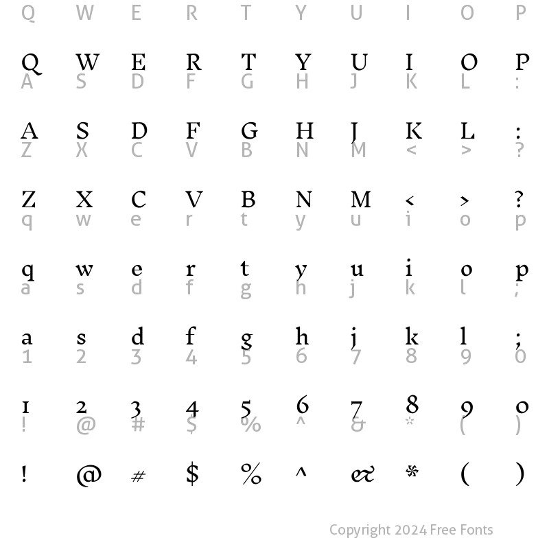 Character Map of Inknut Antiqua Light