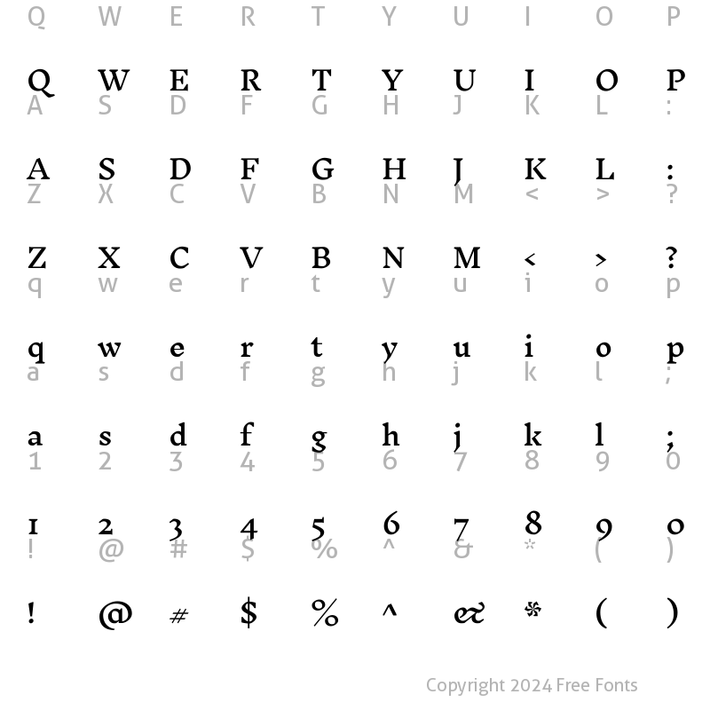 Character Map of Inknut Antiqua Medium