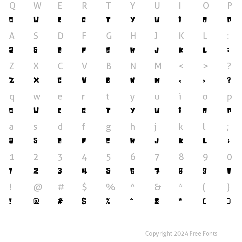 Character Map of InkyBear Normal