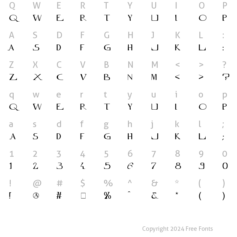 Character Map of Innamoramento Regular