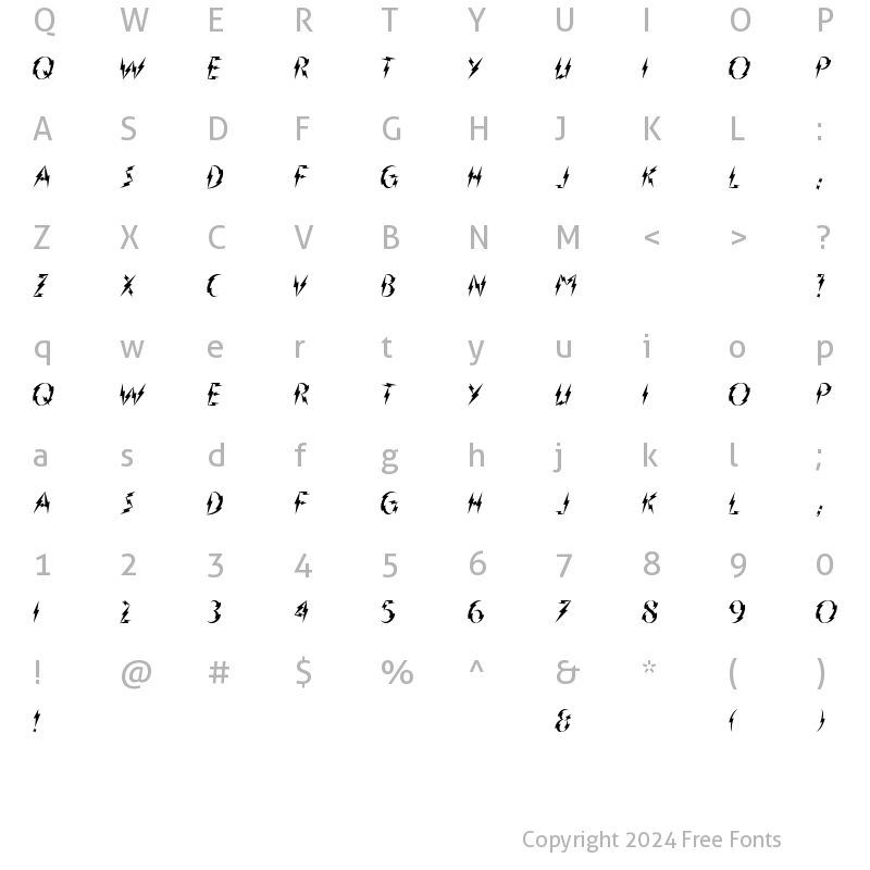 Character Map of Inner Flasher Regular