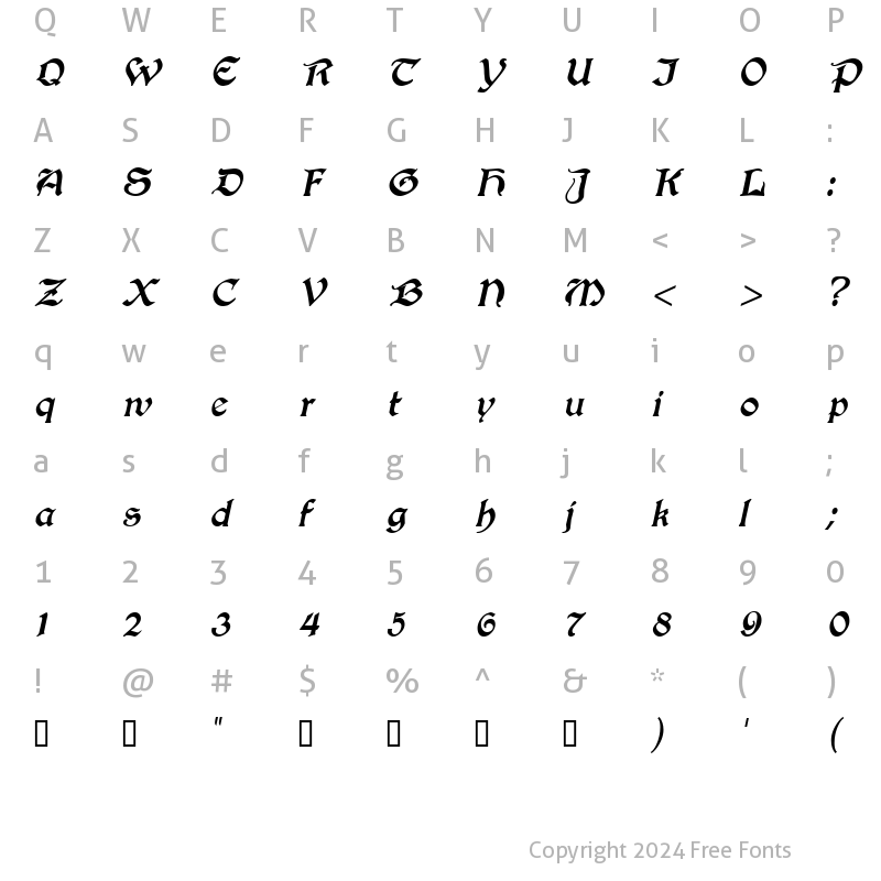 Character Map of Innkeeper Italic