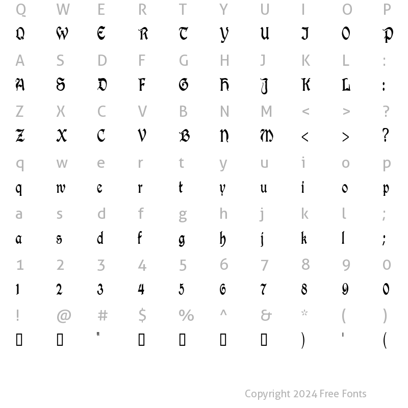 Character Map of InnkeeperCondensed Regular