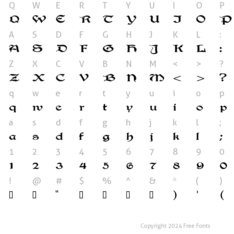 Character Map of InnkeeperExtended Regular