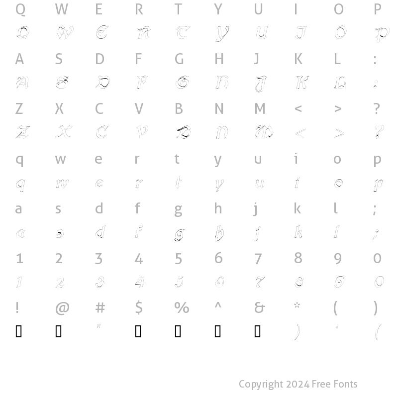 Character Map of InnkeeperOutline Italic