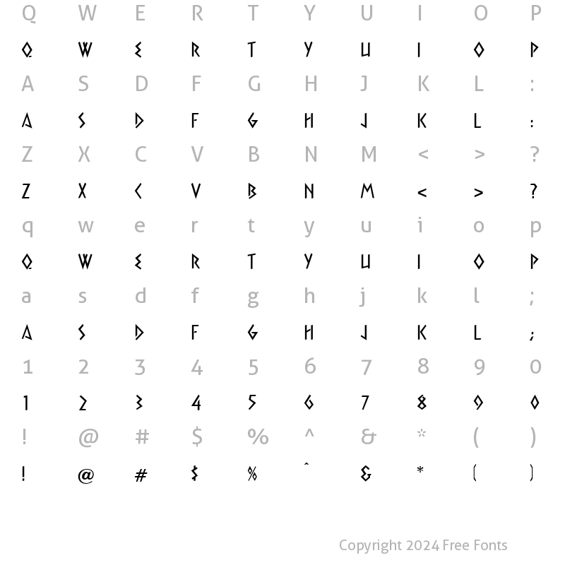 Character Map of Inscript DB Regular