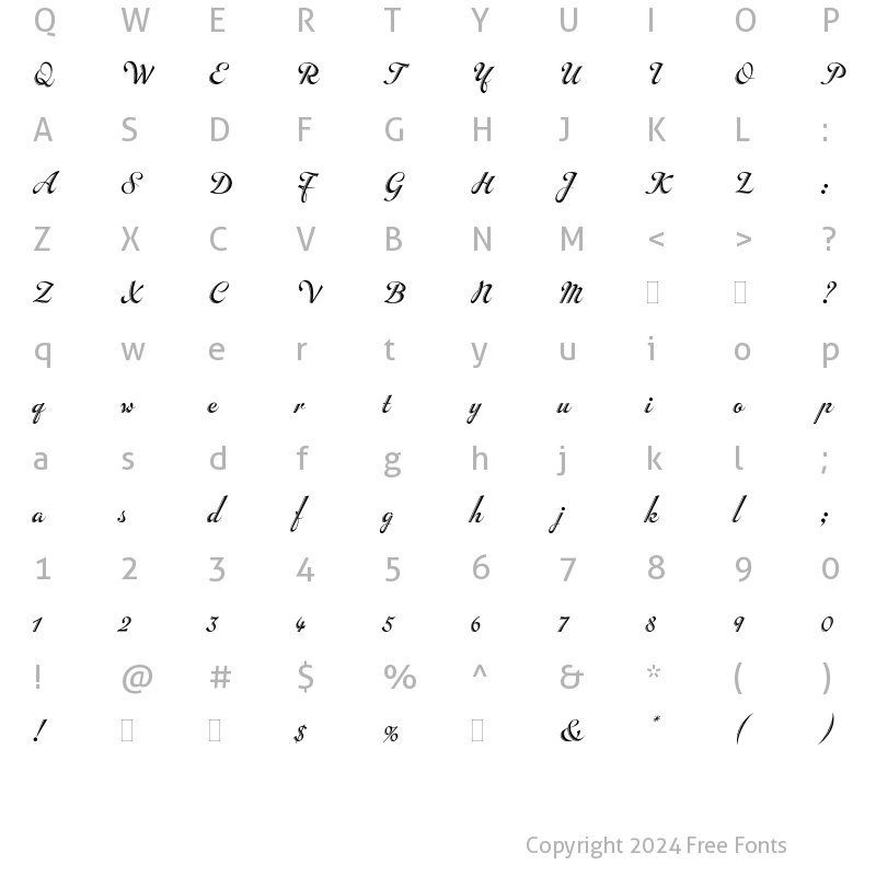 Character Map of Inscription Plain Regular