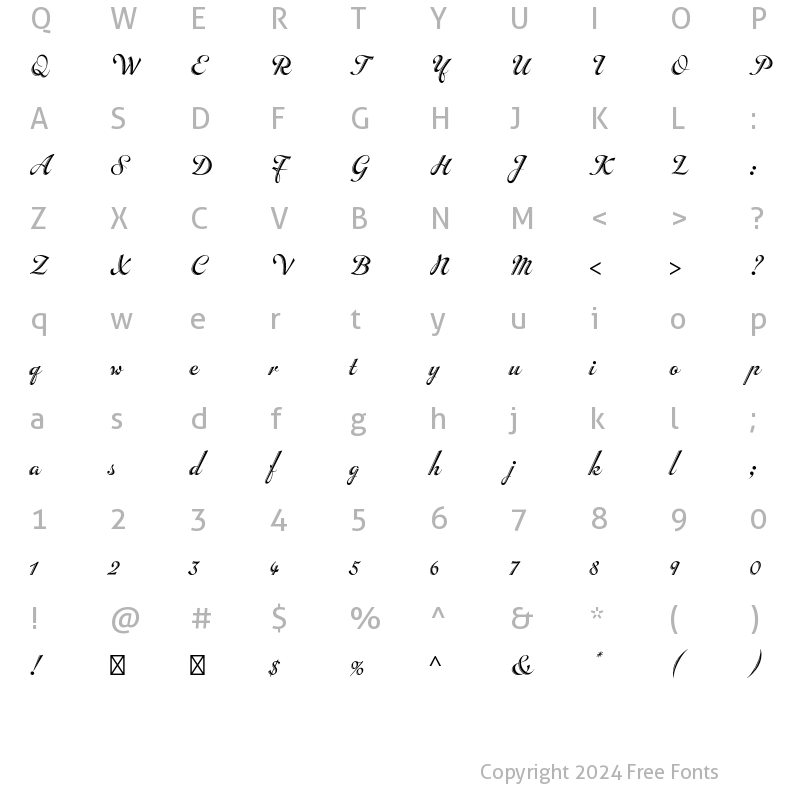 Character Map of Inscription Std Regular