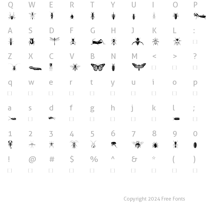 Character Map of Insectile Medium