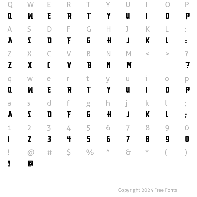 Character Map of Insideman Regular