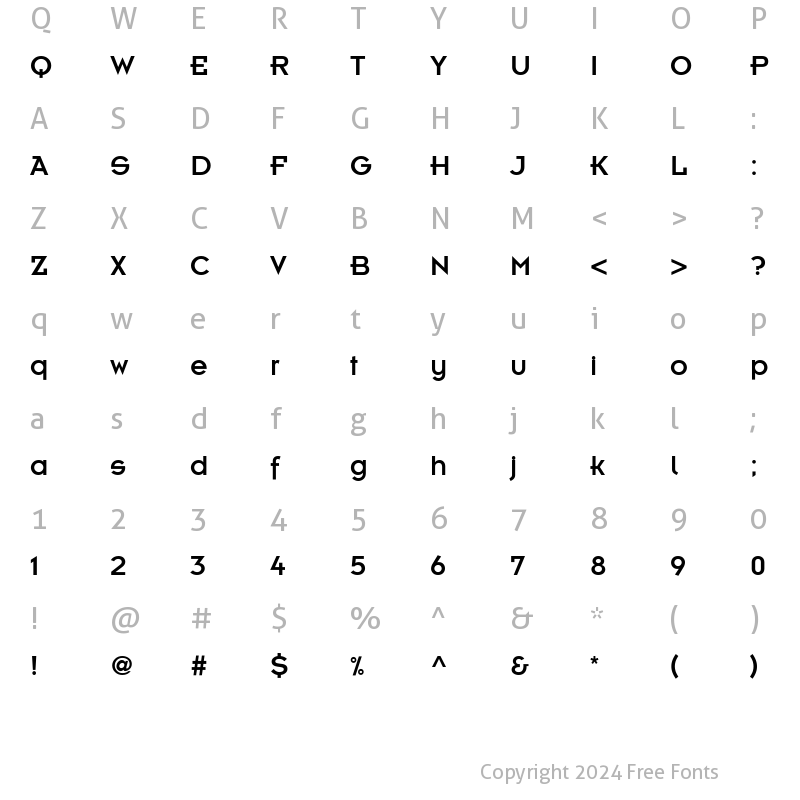 Character Map of Insignia LT A Regular