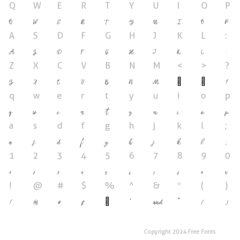 Character Map of Inspiring March Regular