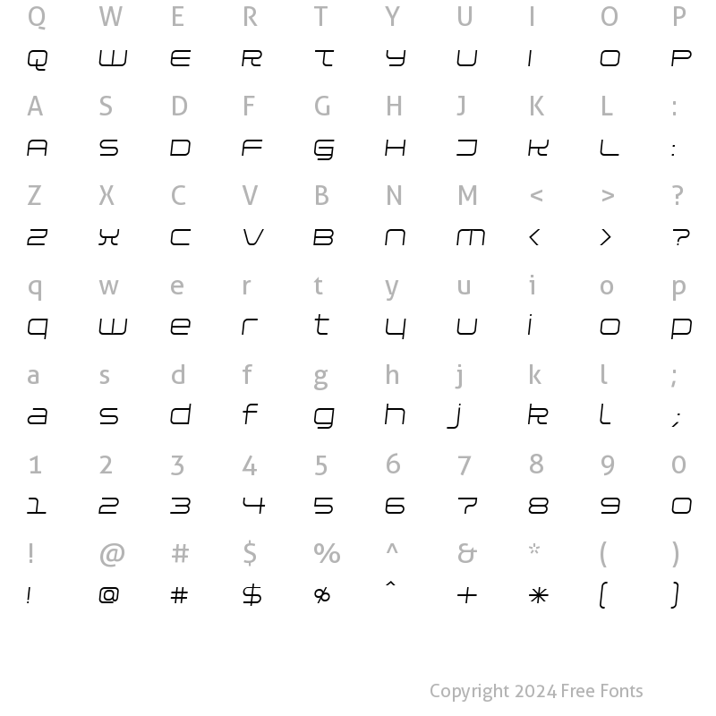 Character Map of Installer Regular Italic