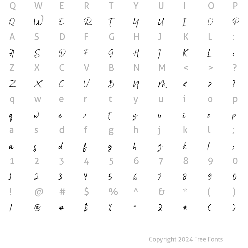 Character Map of Instory Regular