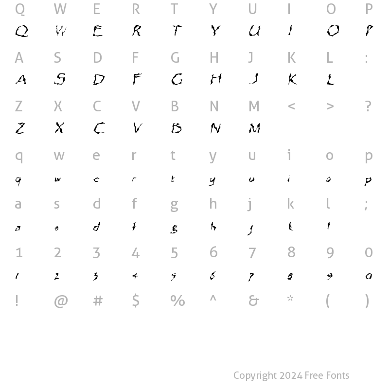 Character Map of Integrity Italic