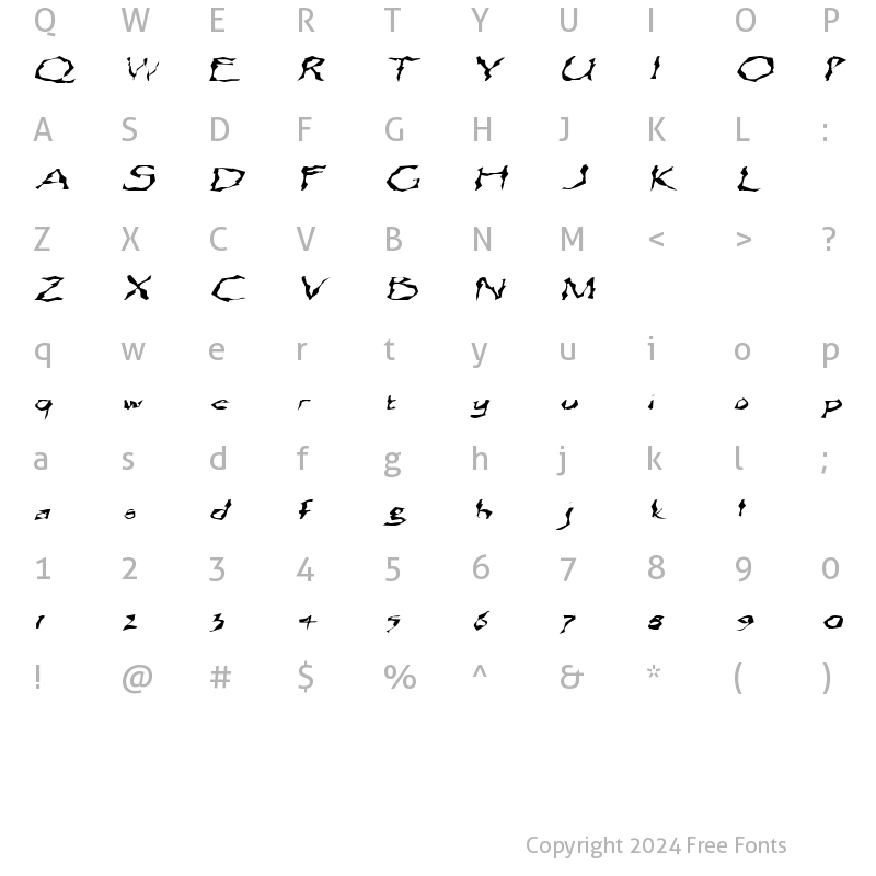 Character Map of IntegrityExtended Italic