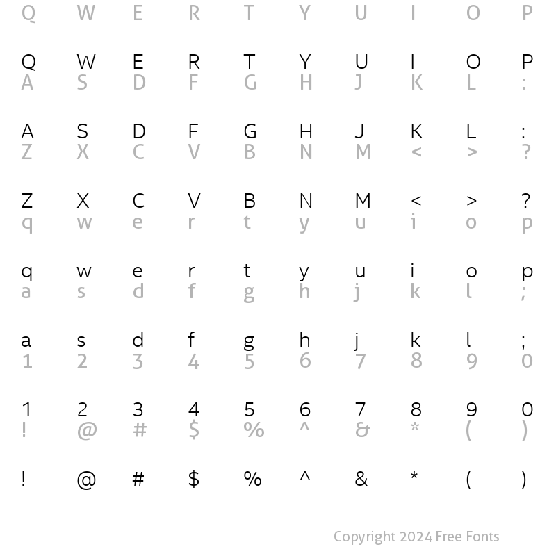 Character Map of Intel Clear WArabic Light