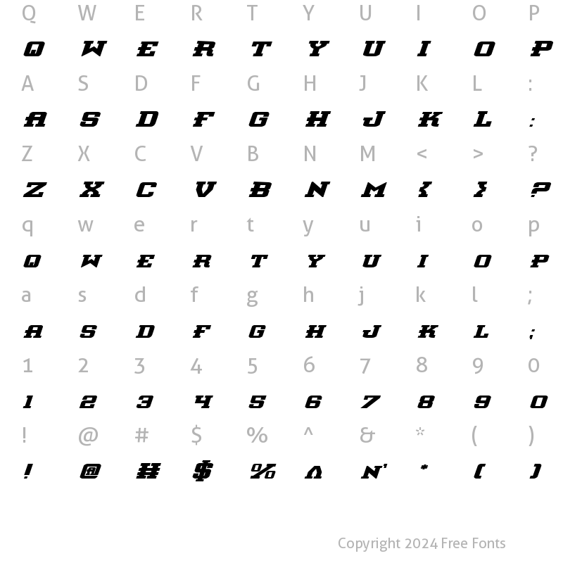 Character Map of Interceptor Bold ExpItalic Bold ExpItalic