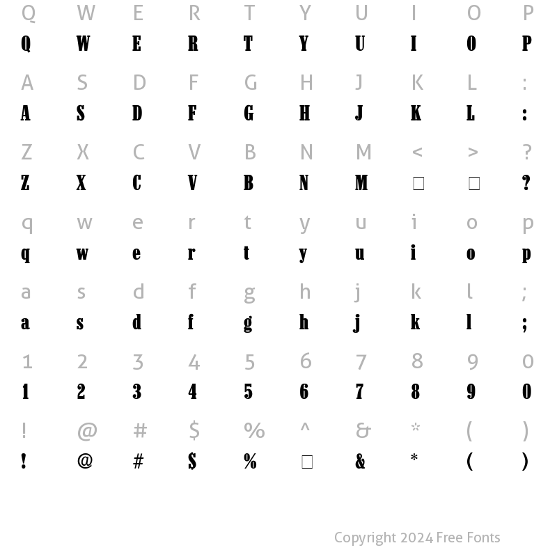 Character Map of Interese Display SSi Regular