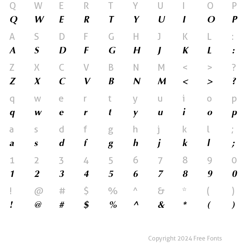 Character Map of Interface SSi Bold Italic