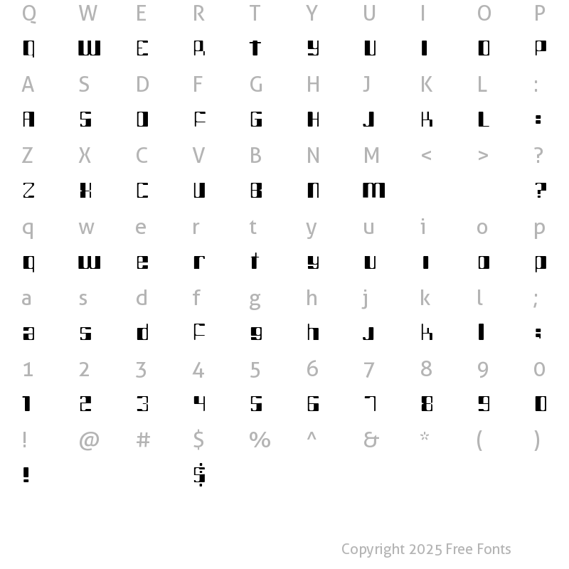 Character Map of intergalatic Regular