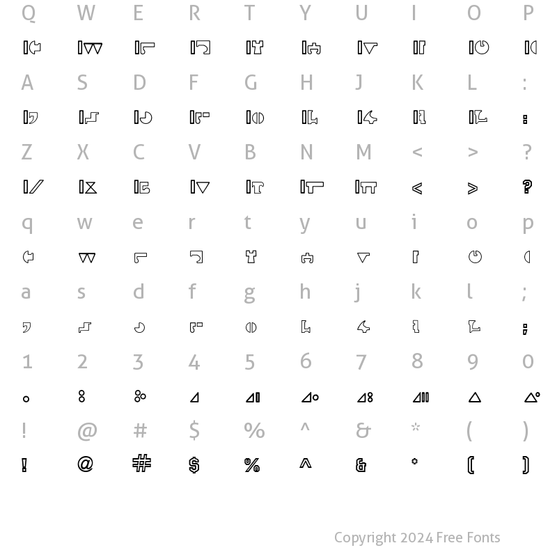 Character Map of Interlac Hollow by BluePanther Regular