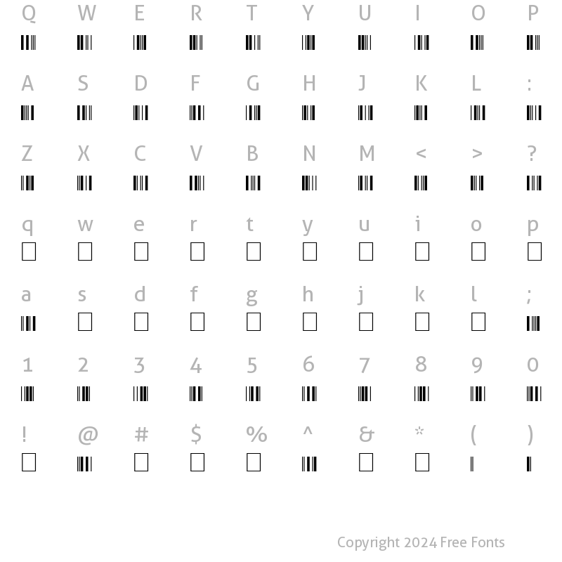 Character Map of Interleaved 2of5 NT Regular