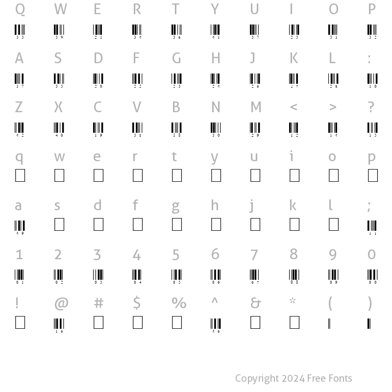 Character Map of Interleaved 2of5 Regular