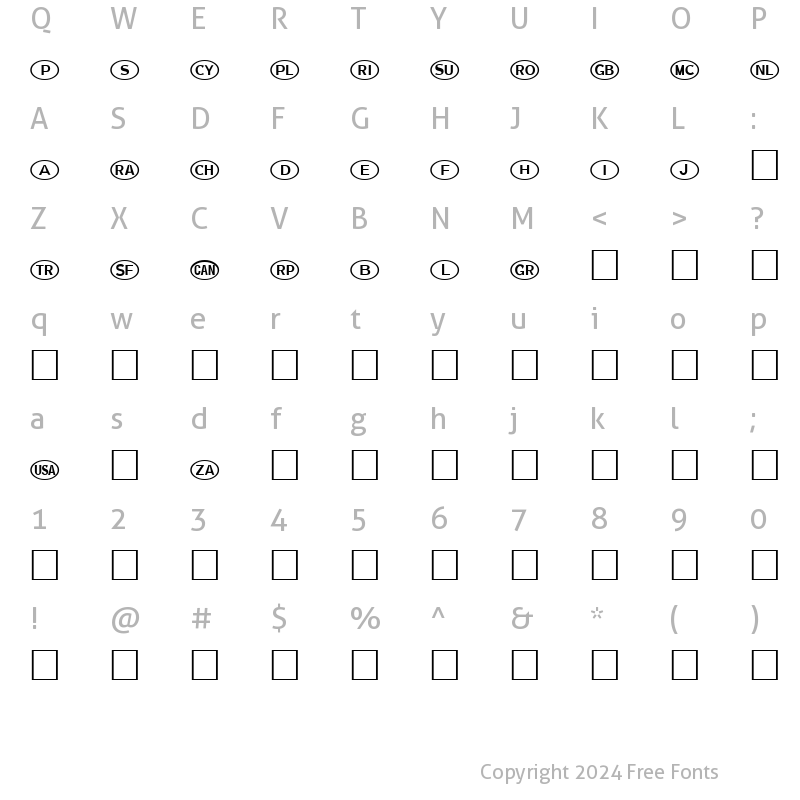 Character Map of International Icons B Regular