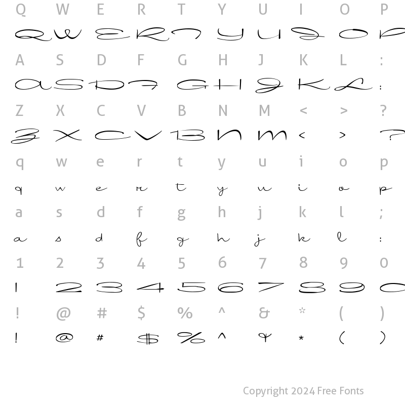 Character Map of International Palms Regular