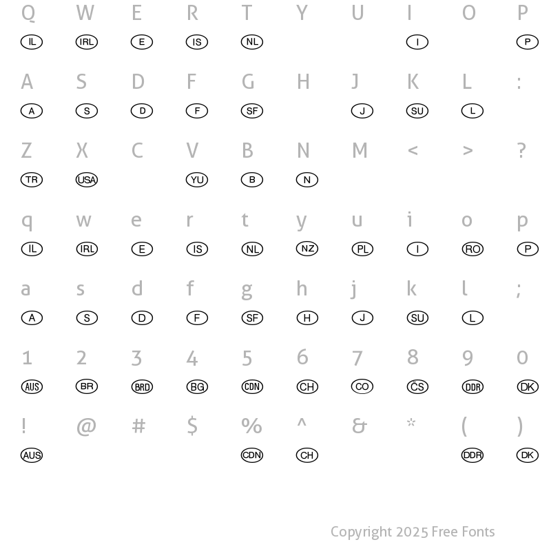 Character Map of InternationalSymbolsP01 Medium