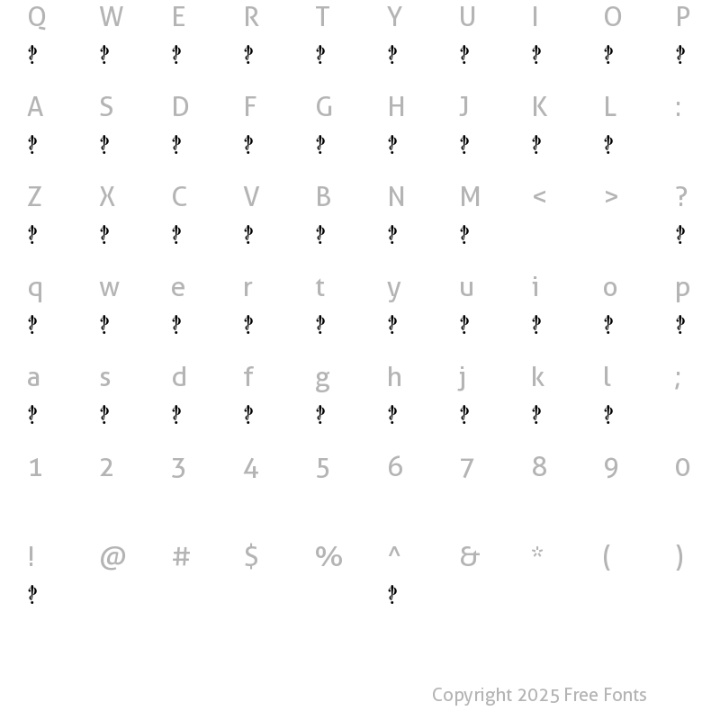 Character Map of Interrobang Regular