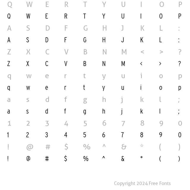 Character Map of Interstate-LightCondensed Normal