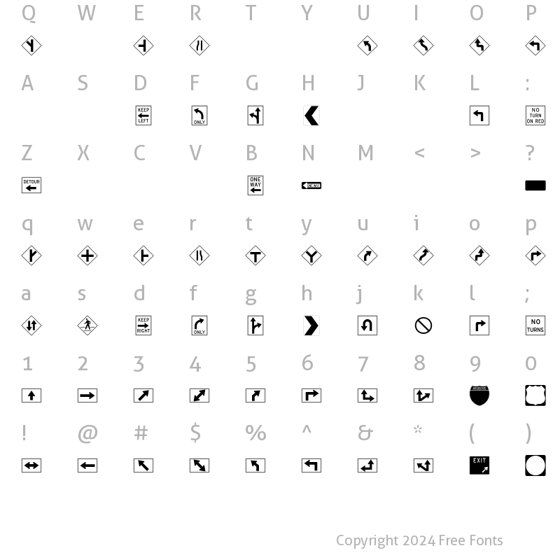 Character Map of Interstate Pi One Regular