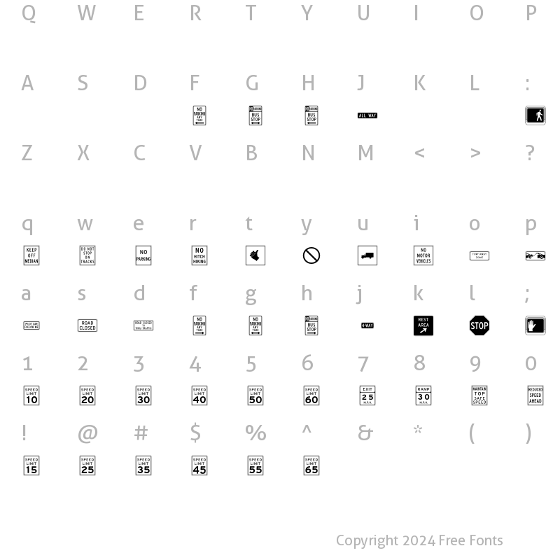 Character Map of Interstate Pi Two Regular